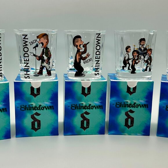 Rock Band SHINEDOWN/PEANUTS MASHUP Shot Glass Set of 5, w/ Matching Gift Boxes - Picture 2 of 7